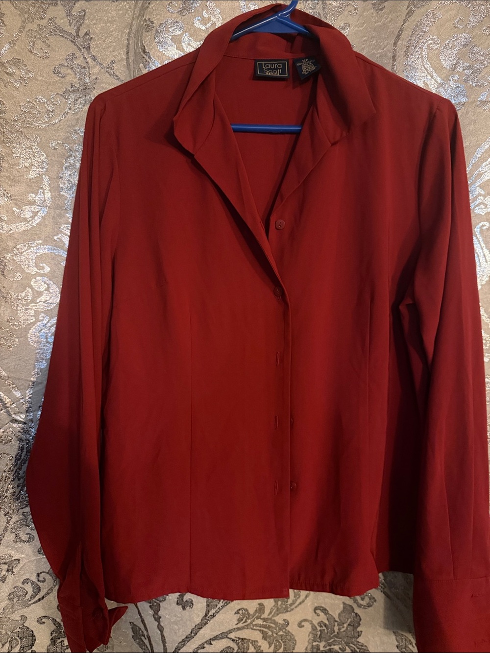 Laura Scott Burgundy Button-Front Shirt